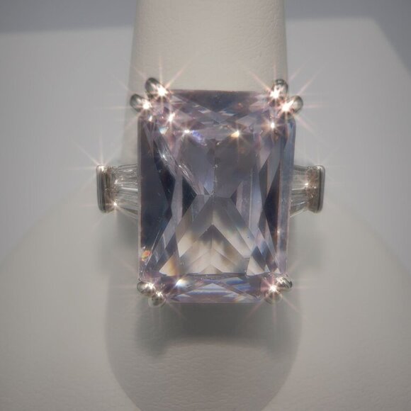 Sterling Silver Tone Cubic Zirconia Ring Size 7 - Picture 1 of 9